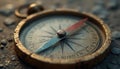 Old-Fashioned Compass With Needle Pointing To Specific Direction Royalty Free Stock Photo