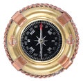 Old-fashioned compass on white Royalty Free Stock Photo