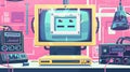 Old fashioned computer dialog window in retro nostalgic style. Are you a robot question in a 90s message box. Isolated