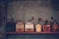 Old-fashioned Display of Hand Coffee Grinder with copy space for Royalty Free Stock Photo