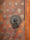 Old-fashioned door with doorhandle Royalty Free Stock Photo