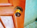 Old fashioned door handle reddish brown Royalty Free Stock Photo