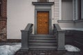 Old fashioned doors in classic style on old building Royalty Free Stock Photo