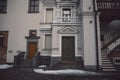 Old fashioned doors in classic style on old building facade Royalty Free Stock Photo