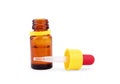 Old fashioned drug bottle with label, isolated, clipping path