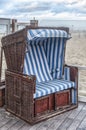 Old-fashioned Dutch beach chair near the beach