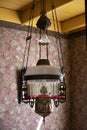 Old fashioned Dutch interior, ceilling lamp and room decoration in rich fisherman`s house in North-Holland, Enkhuizen, Netherland