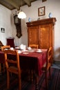 Old fashioned Dutch interior, tableware and room decoration in rich fisherman`s house in North-Holland, Enkhuizen, Netherlands