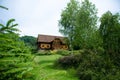 Old fashioned european log wooden cottage