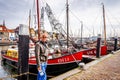 Old fashioned fishing boats in the harbor of Urk in the Netherlands Royalty Free Stock Photo