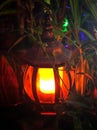 Ancient Garden Lights shining amidst the greenery Royalty Free Stock Photo