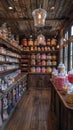 Old-fashioned general store with wooden counters candy jars Royalty Free Stock Photo