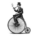 old-fashioned gentleman on bicycle sketch raster Royalty Free Stock Photo