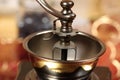 Old-fashioned hand coffee grinder Royalty Free Stock Photo