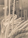 Old fashioned harbor marina sailboat ropes