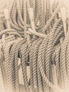 Old fashioned harbor marina sailboat ropes