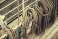 Old fashioned harbor marina sailboat ropes