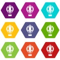 Old fashioned helium balloon icon set color hexahedron Royalty Free Stock Photo