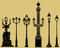 Old fashioned lampost set Royalty Free Stock Photo