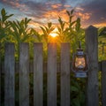 Old-Fashioned Lantern Casts a Warm Light on a Rustic Royalty Free Stock Photo