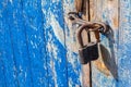 The old-fashioned latch on the door, the old castle, retro style Royalty Free Stock Photo