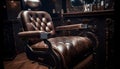 Old fashioned leather armchair exudes elegance and comfort generated by AI