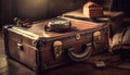 Old fashioned leather suitcase takes an antique journey generated by AI