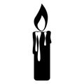 Old fashioned lit candle vector icon