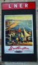 Old fashioned LNER railway advertisement poster for Bridlington