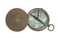 Old fashioned magnetic compass and lid