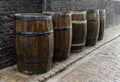 Old-fashioned, medieval wooden barrel