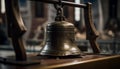 Old fashioned metal handbell with rusty brass handle generated by AI