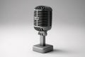 Old fashioned microphone over white background with copy space. 3D rendering style.