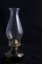 Oil burning lamp with glass globe