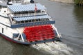 Old fashioned paddleboat in a river Royalty Free Stock Photo