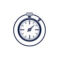 Old-fashioned pocket watch, graphic illustration. Simple timer,