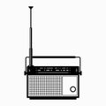 Old fashioned portable radio receiver with antenna