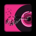 Pink Vintage Vinyl Record Illustration with Music Notes