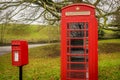 A traditional British red telephone and post box, Royalty Free Stock Photo