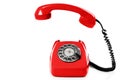 Old fashioned retro red telephone isolated white background Royalty Free Stock Photo