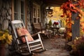 an old-fashioned rocking chair on a cozy porch