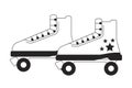 Old fashioned roller skates black and white 2D line cartoon object