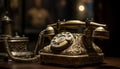 Old fashioned rotary phone on table, a nostalgic communication connection generated by AI Royalty Free Stock Photo