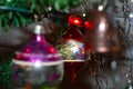 Old fashioned round glass Christmas tree ornament Royalty Free Stock Photo