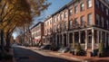 Old fashioned row houses line the canal in historic cityscape