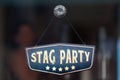 Stag Party sign in a window shop Royalty Free Stock Photo