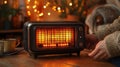 Old Space Heater with Comfortable Temperature and Soft Glowing Light Royalty Free Stock Photo