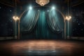 Old fashioned stage with curtains and spotlights