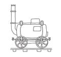 Old fashioned Steam Engine locomotive in a hand drawn doodle sketch style