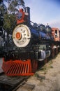 An old-fashioned steam locomotive, Mariposa Engine Number One, is on exhibit at the Travel Town Transportation Museum, Los